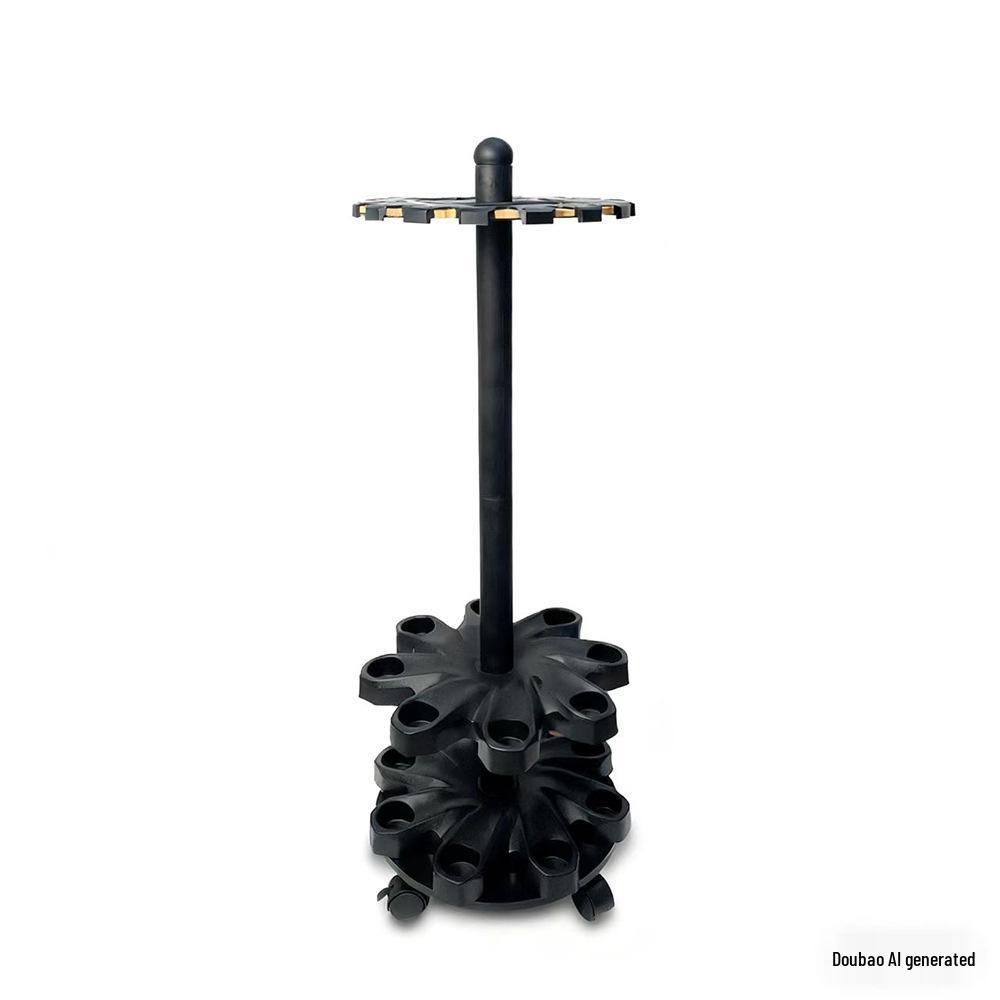 16-Slot Rotating Fishing Rod and Billiard Cue Storage Rack with Casters чёрный