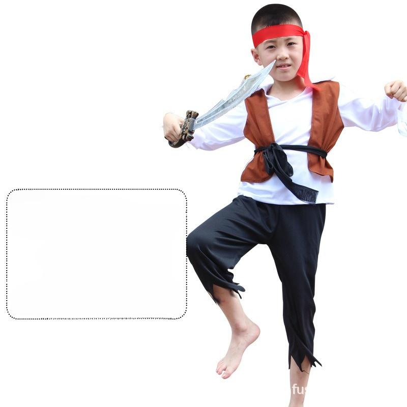 Halloween Cos Costume Children Pirate Clothes Party Costume Caribbean Pirate Captain Jack Dress Up