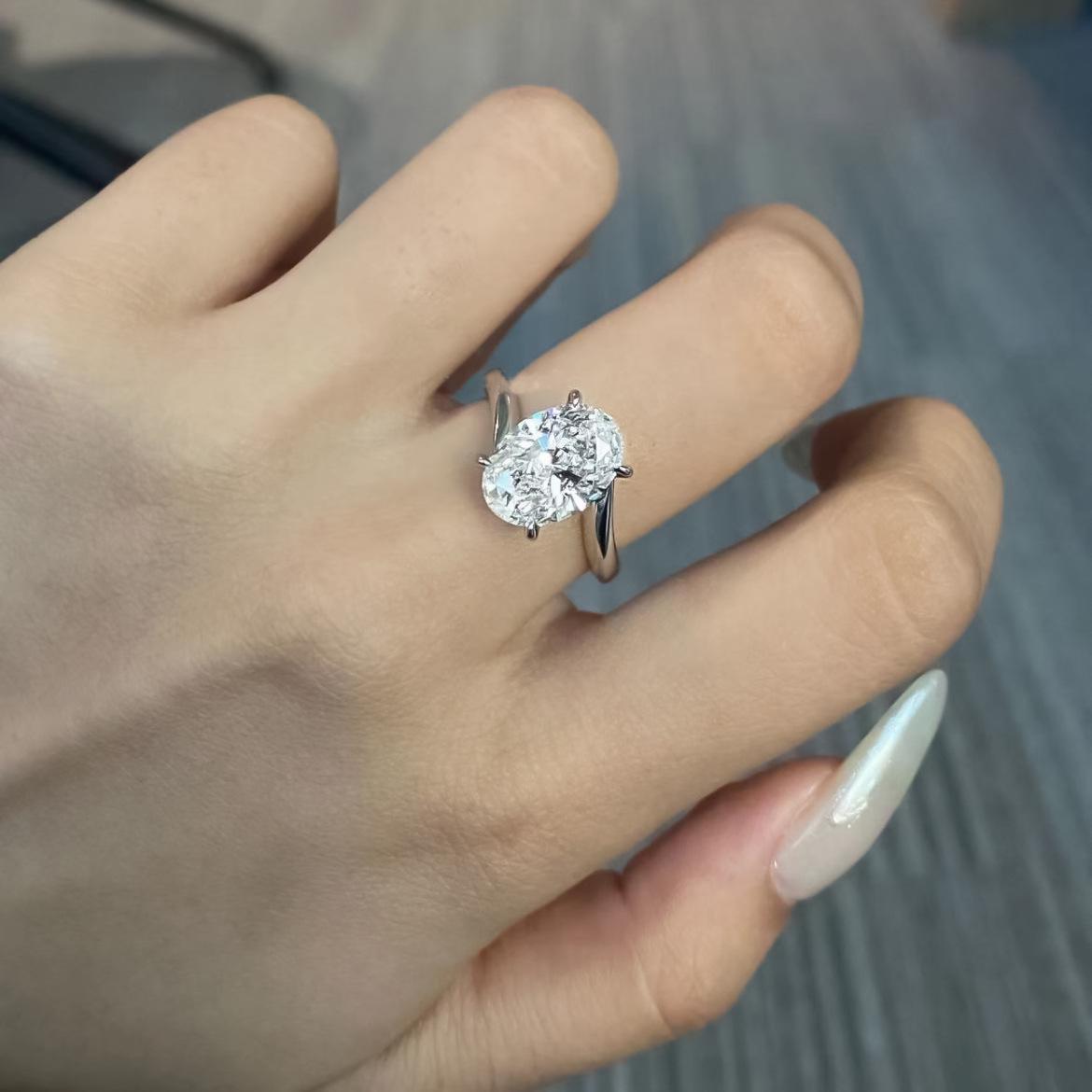 

Кольцо из серебра 925 пробы с имитацией овального бриллианта, элегантное модное украшение 6x9 мм Size 9