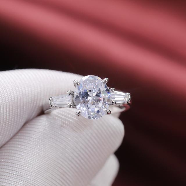 New High-quality Silver Plated Women Wedding Engagement Rings with Brilliant Cubic Zirconia Crystal Bridal Eternity Jewelry