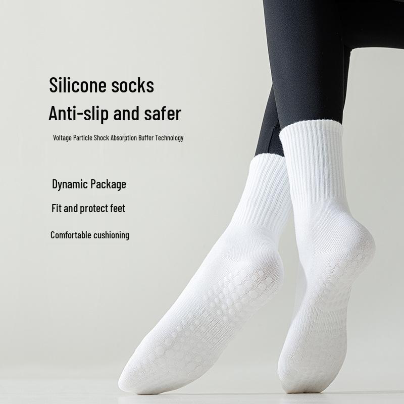 Women's Mid-Calf Non-Slip Pure Cotton Yoga & Pilates Socks