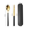 Three-Piece Japanese Stainless Steel Cutlery Set: Spoon, Fork, Chopsticks