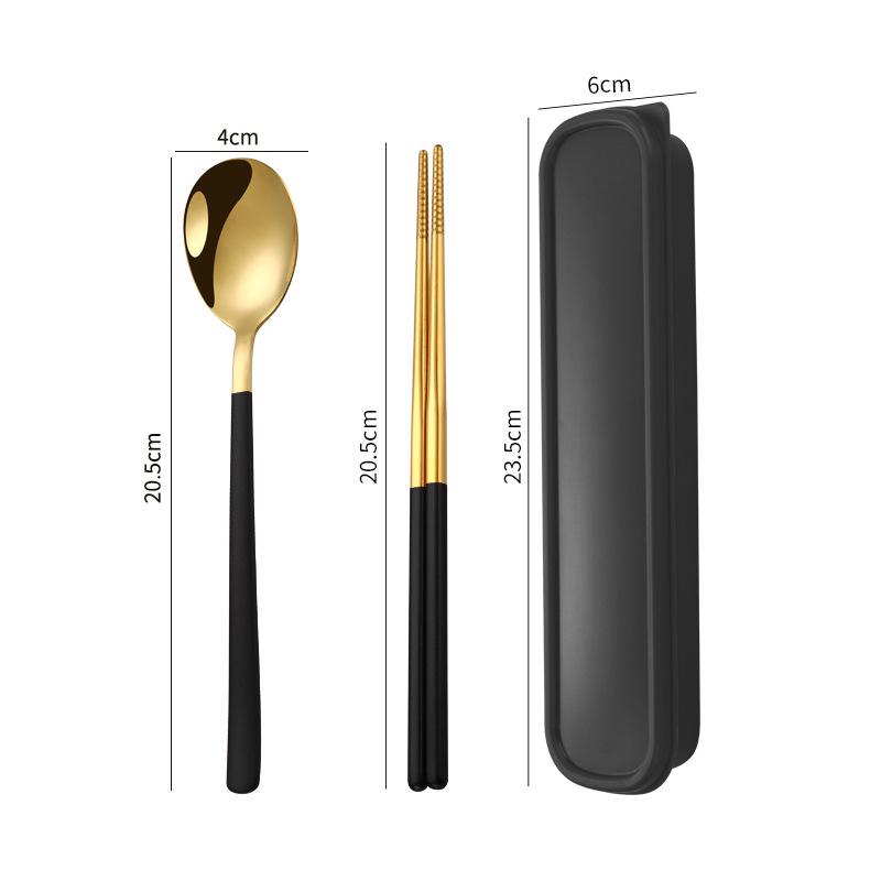 Three-Piece Japanese Stainless Steel Cutlery Set: Spoon, Fork, Chopsticks