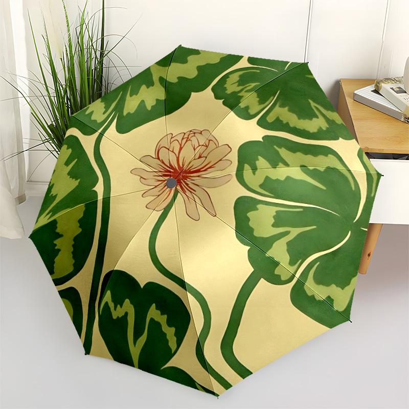 1pc Lotus Leaves Automatic Open/Close Umbrella, Portable Folding Umbrella for Travel, Themed Events, It Is Suitable As a Gift for Various Festivals, O
