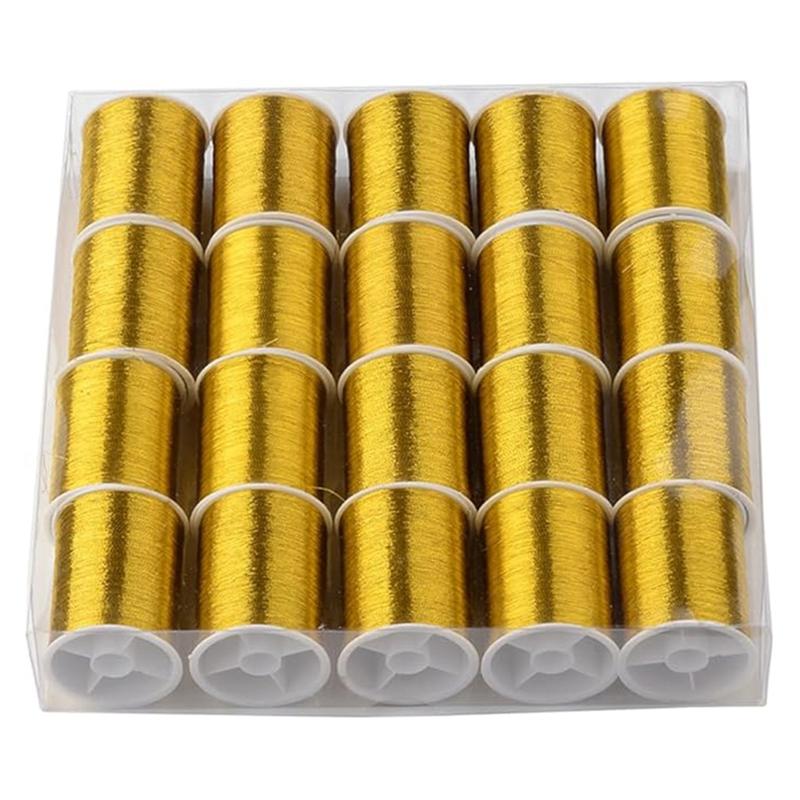 B97A-20 Rolls 1100M 0.1MM Thin Metallic Thread Shimmer Christmas Glitter Embroidery Floss String Polyester Tinsel Cord