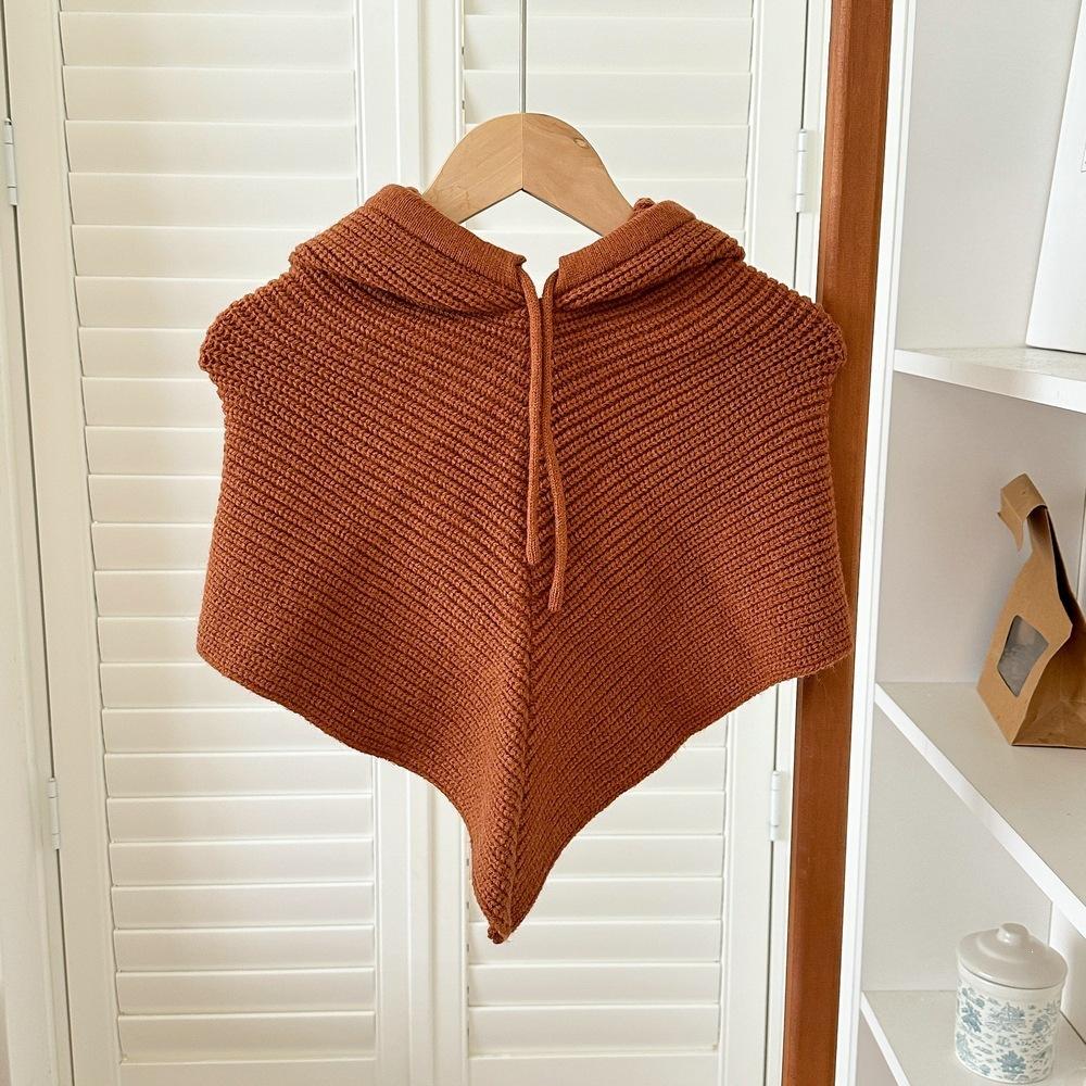 Winter Knitted Hooded Scarf Integrated Neck Warmer, Drawstring Triangle Hat Scarf, Windproof Warm Headscarf for Women Outdoor Ski Snow Daily Wear