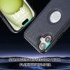 For iPhone 16 Case Logo View Litchi Texture PU Leather Coated PC+TPU Phone Cover