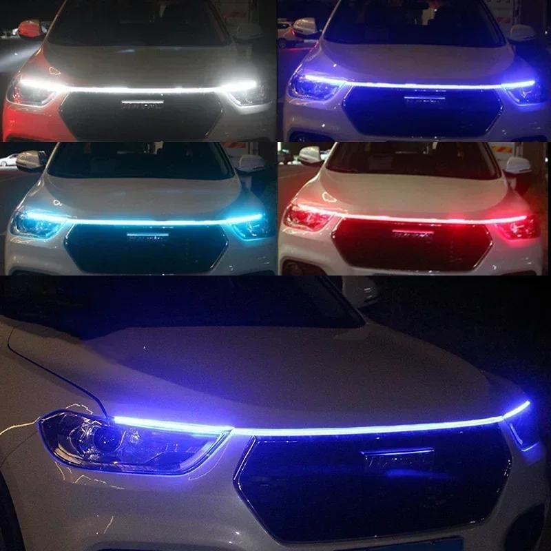 DIY Car Hood Light Daytime Running Strip Lighting Flexible Decorative Ambient Neon Lamp Atmosphere Backlight 12V