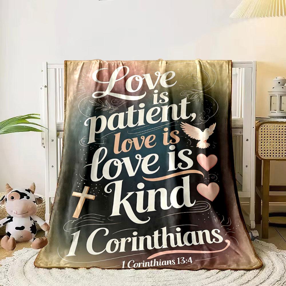

Elegant typography surrounded by hearts, a dove, and religious symbols. for all seasons blanket lunch break throw gift 80cm x 120cm