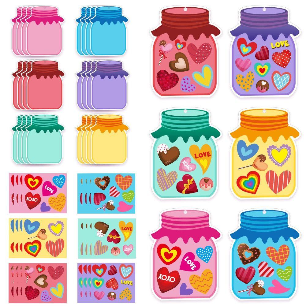 Colorful Heart Shape Valentine's Day Gift Card Cartoon Confession Gift Set Greeting Cards DIY Mother's Day Decoration