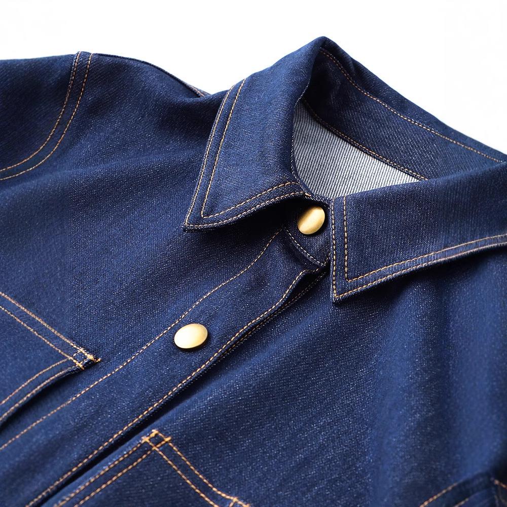 2115501-Retro Slimming Denim Waist-Cinch Dress for Autumn/Winter 2022