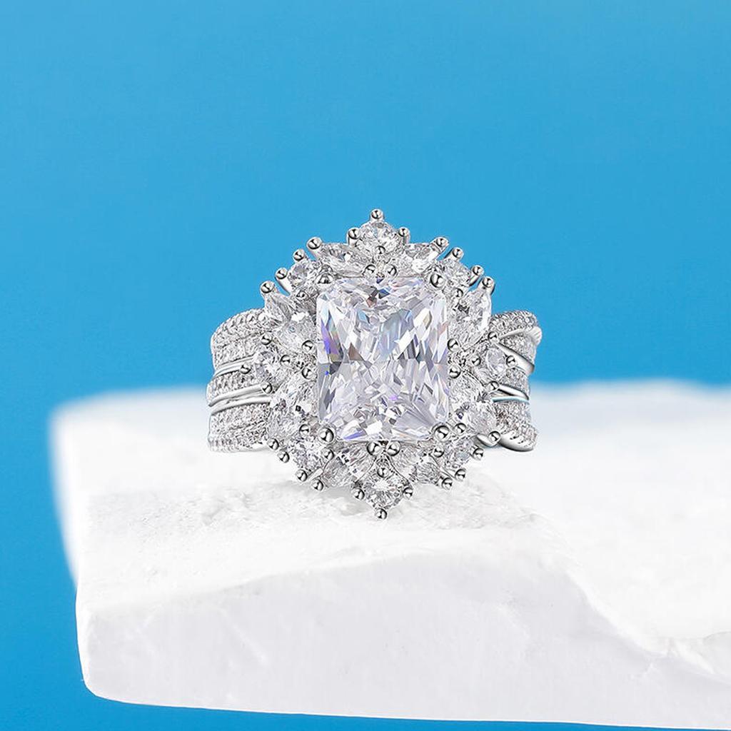 Cute Female White Zircon 925 Silver Color Wedding Rings Promise Engagement Jewelry For Women