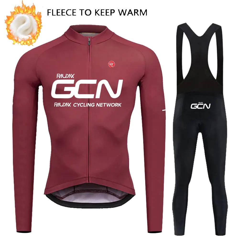 Bike Team 2026 Winter Long Sleeves Cycling Clothing Men's Thermal Fleece Cycling Jersey Set Moutain Road Bike Uniform