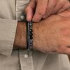 Vintage Schwarzes Mattes Armband Zirkon Krone Diamant Kugel Würfel Löwenkopf Perlenarmband Set