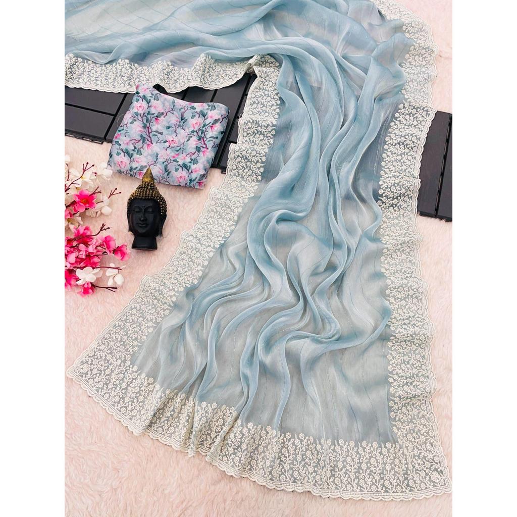 Presenting You Most Beautiful Seqwance Saree Collection,  Blouse (Need To Be Stitched As Per Size And Fit)