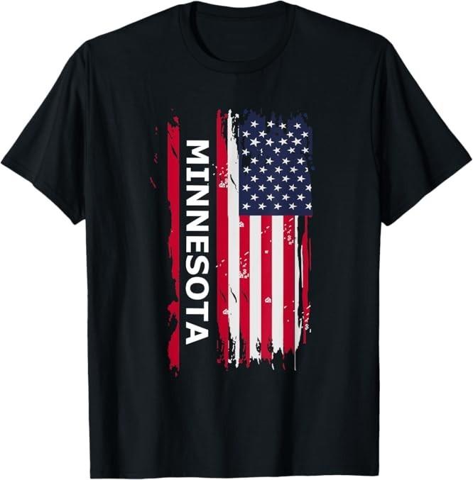State Of Minnesota USA Flag T-Shirt L