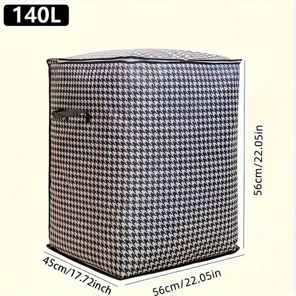 Large 47.55 Gallon Plaid Travel Storage Bag Dustproof Zipper Convenient Clothing Protection Bag Thick Durable Blanket Organizer
