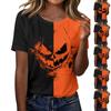 Women Casual Halloween Graphic T Shirt Short Sleeve Top Pumpkin Face Print Split Design Lightweight Comfortable Fit