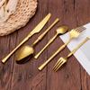 6/24/30Pcs Gold Thin Cutlery Stainless Steel Tableware Western Dinner Set Solid Color Knife Fork Spoon Mirror Kitchen Utensils