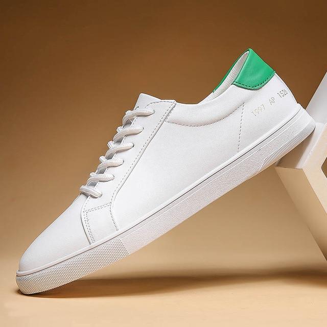 simple white leather sneakers