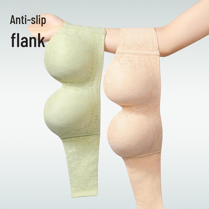 Strapless Non-Slip Push-Up Bandeau Bra with Light, Breathable Thin Cup for Larger Chests