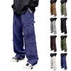 Men's Solid Color Multi-Pocket Work Pants Men's Casual Fashion Work Pants