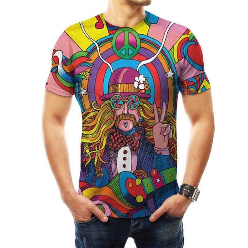 Summer Abstract Geometric Pattern 3D Digital Printed Short Sleeved Men's T-shirt