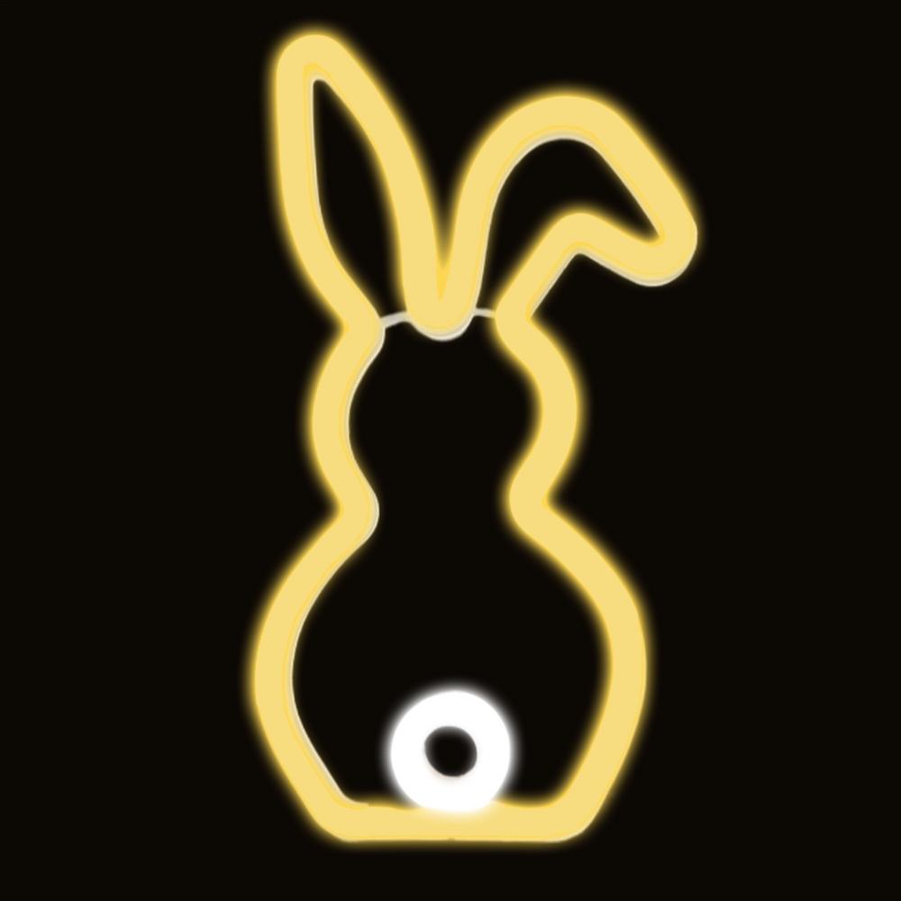 Easter Bunny Tail Shape LED Neon Lights USB Charging Cartoon Spring Rabbit Lamp Desk Decor For Teen Kids Girls Boys