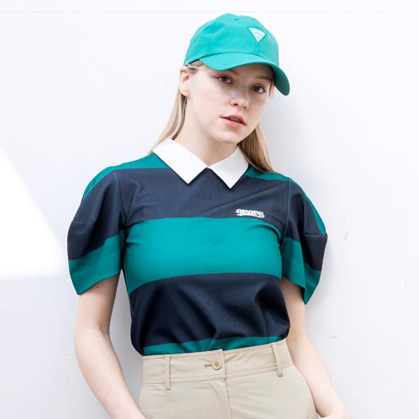 AVAVE Women'S Puff Collar T-Shirt Green Navy