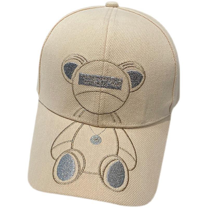 Korean Style Cute Teddy Bear Embroidery Women's Baseball Cap - Versatile Duckbill Sun Hat for Summer and Spring