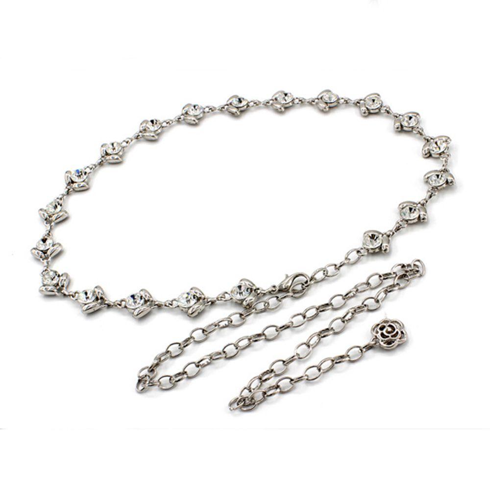 Korean Decor Dress Chain Women Rhinestone Crystal Women Belt Zinc Zinc Alloy Chain Waist Belts Waist Chain