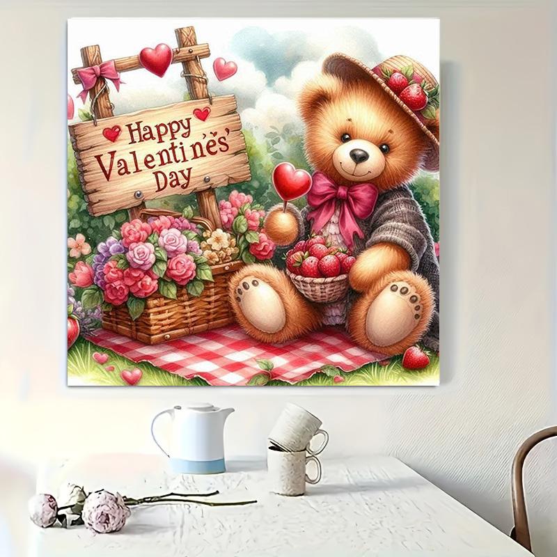 5D Diamond Decorative Painting Cute Bear Diamond Decorative Wall Hanging Painting DIY Diamond Art Embroidery Kit