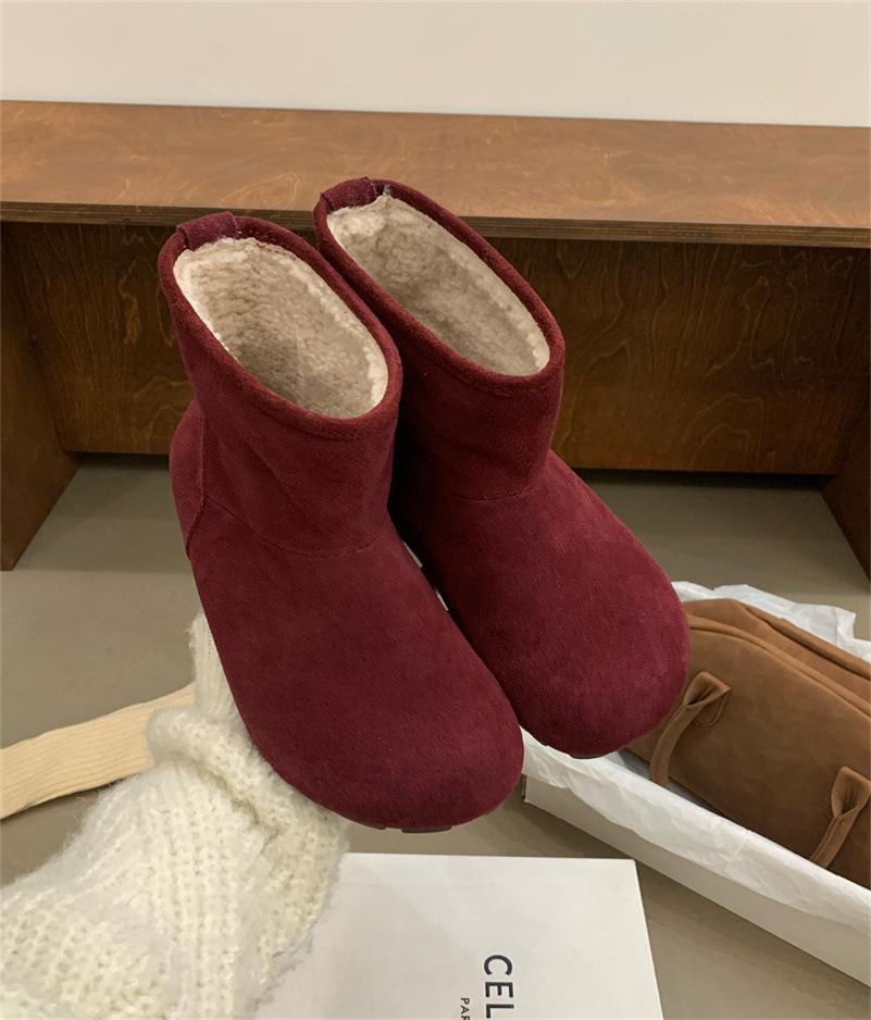 

Осень-зима 2025 новые ботинки Мартин женские удобные универсальные с круглым носком на плоской подошве в стиле Мори ретро литературный 39 бордовый