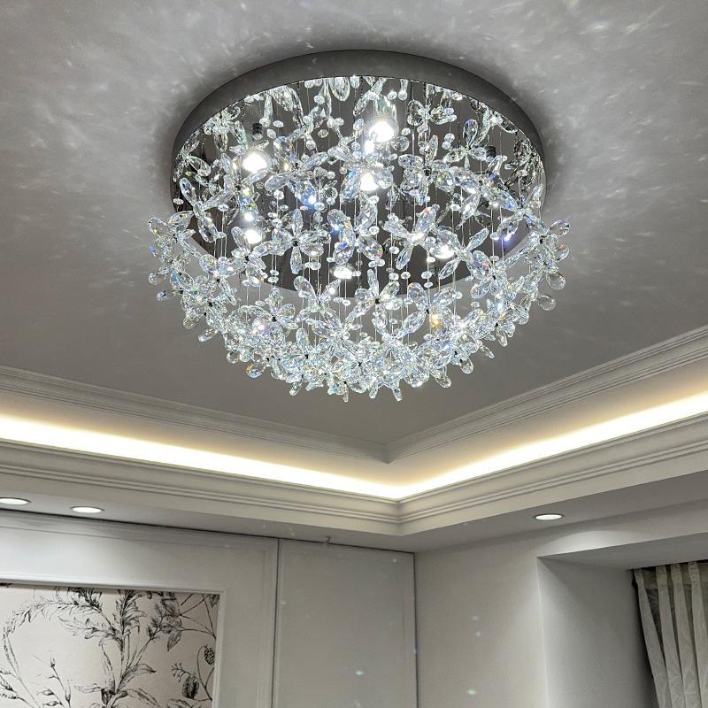 Luxury French Crystal LED Ceiling Light Energy Saving Indoor Lighting Fixture for Living Dining Room Bedroom Loft Home Decor