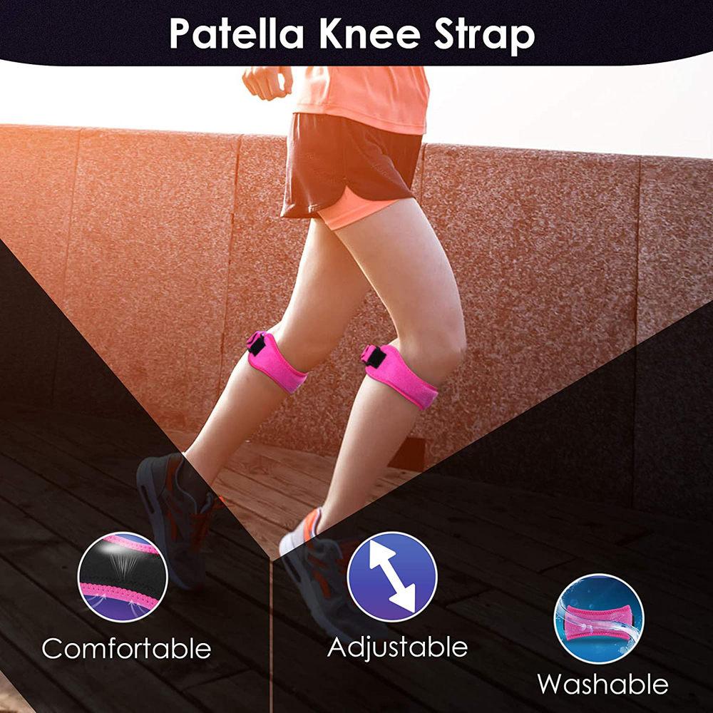 1Pair Patella Knee Strap, Adjustable Knee Brace Patellar Tendon Stabilizer Support Band for Knee Pain Relief