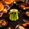 Dreidimensionale Geistertasse Grüne Keramik-Wassertasse mit Henkel, 3D Halloween Dekorationstasse, Thematische Kaffee Tasse 490ml Fassungsvermögen, Kreatives Trinkgeschirr