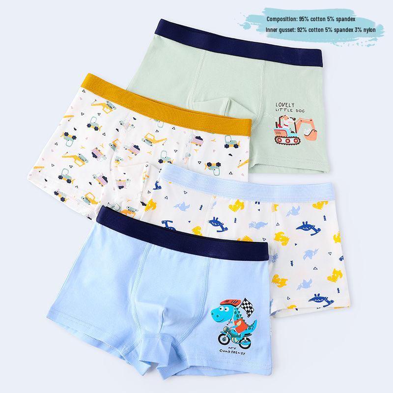 Children's Summer Cotton Boxer Briefs (Class A) for Boys Aged 9-12 - No Pinch Design.