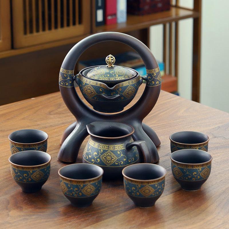 Ceramic Stone Grinding Semi-automatic Tea Set Creative KungFu Tea Pot Tea Ceremony Supplies