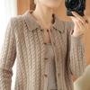 Damen Herbst Winter Strickjacke Damen Einfach Einreihig Langarm Strickware Oberteil
