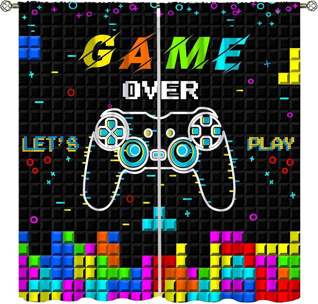 Modern Game Curtains Cartoon Abstract Colour Pigment Creative Electronic Video Gamepad Windows Treatments Insulation Curtain Thermal Polyester