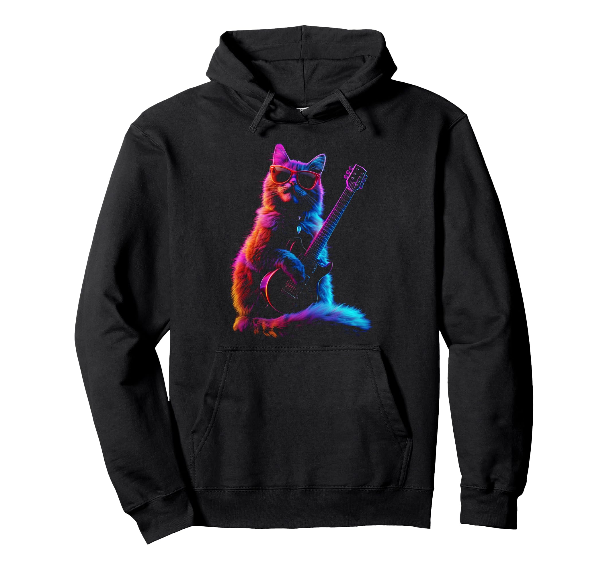 

Rock Cat with Guitar and Sunglasses Cat Music Cat Electric Guitar Rock Cats Hoodie