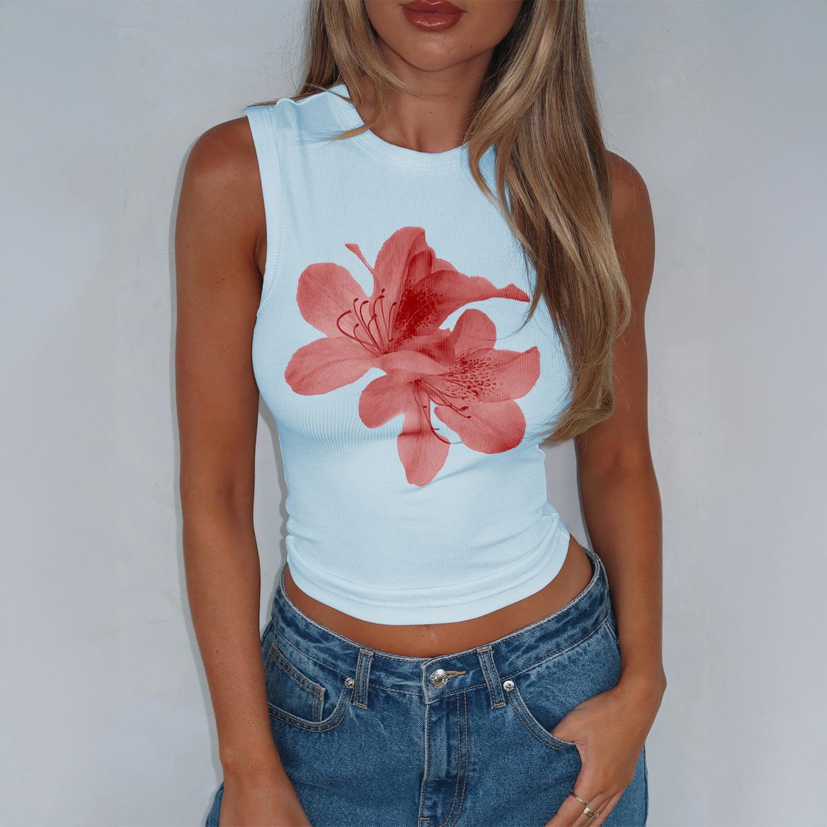 

European and American YK Spice Girls Style Versatile Printed T-Shirt Top Vest Women s Spring and Summer XL жовтий