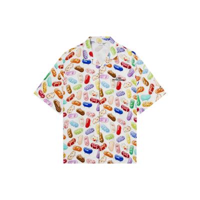X Phil Hackett Artist Collaboration Series Geometric Cartoon Print Short-Sleeve Button-Up Shirt Men Tops Multicolor ASHS461-1