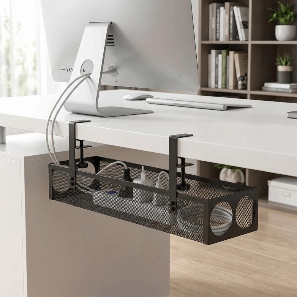 Space Saving Under Desk Wire Management Tray No Drilling Data Wire Storage Rack  for  Home