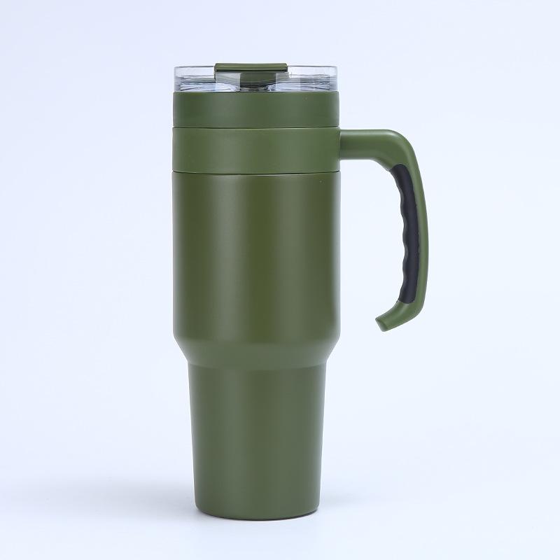 40oz 304 Stainless Steel Insulated Water Bottle Thermal Coffee Car Cup Cold Hot Mugs Vacuum Flask With Handle Straw For Sport