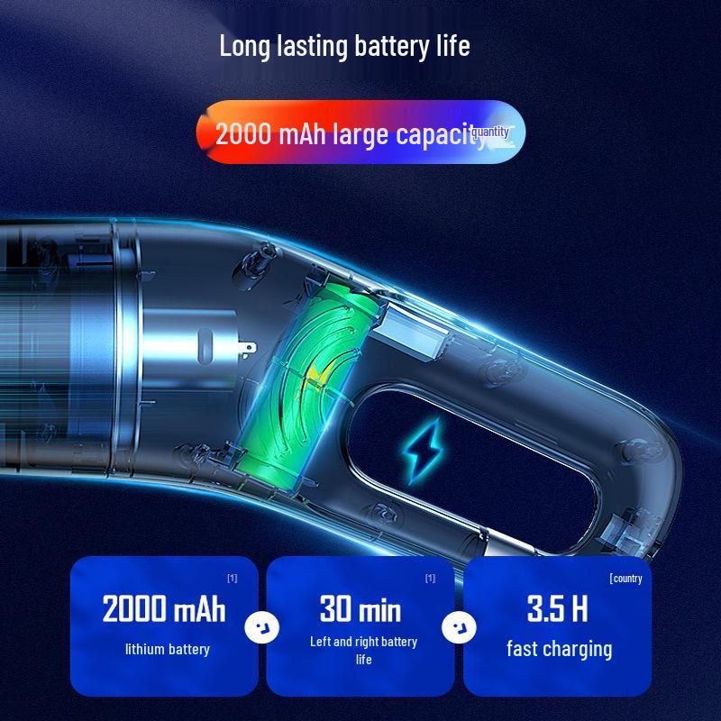 High-Power Handheld Car Vacuum with Wireless Charging, Compact Size, and Strong Suction