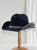 Men's and Women's Cowboy Hats, Panamanian Top Hats, Three-dimensional Round Gemstones, Round Diamonds with Rhinestone Tassels, Wedding Gifts