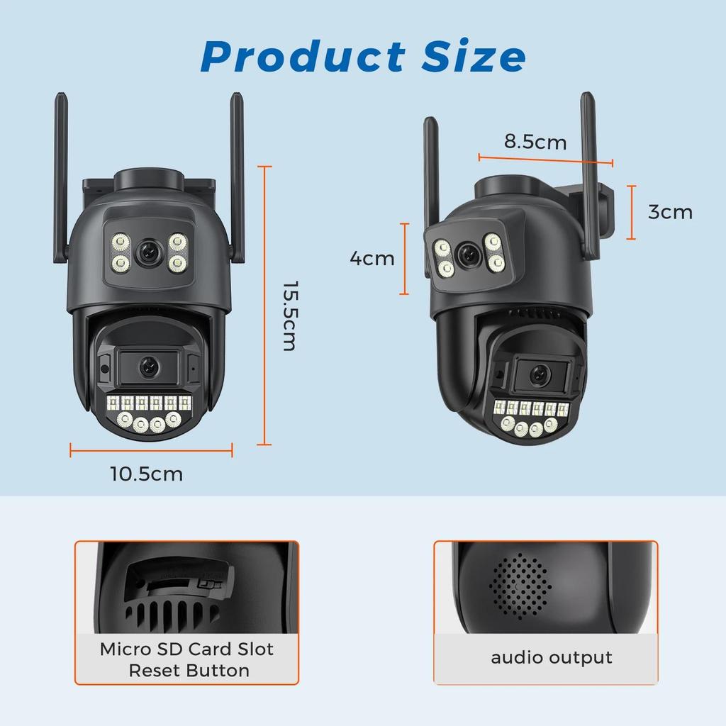 LS VISION 10MP PTZ IP Camera 8MP 4K Outdoor Dual Lens Dual Screen 5G WIFI Camera AI Tracking Security Protection CCTV Surveillance Camera