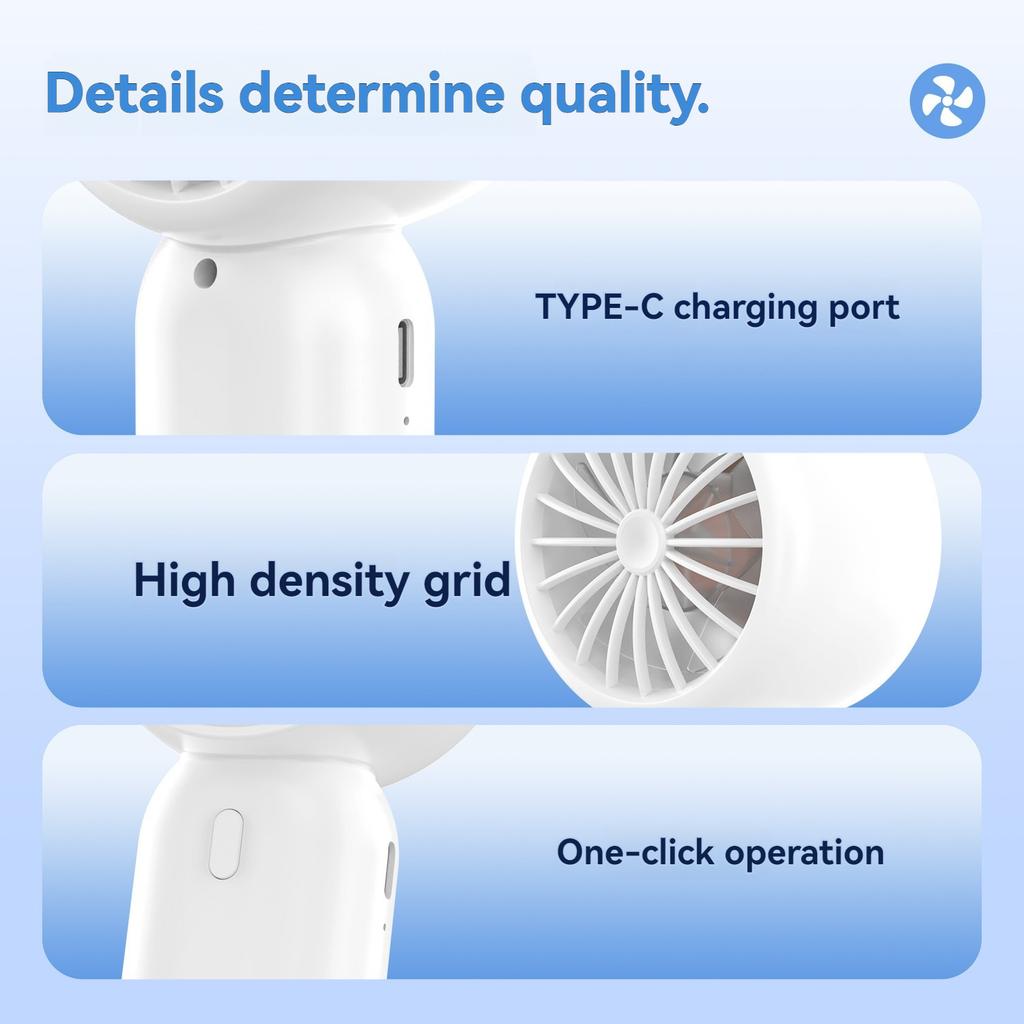 Summer Portable Mini Handheld Fan, 3 Levels High Air Volume Refrigeration Office Desktop Fan, Usb Rechargeable Battery Fan