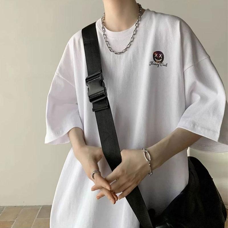 Youthful Vitality American Printed T-shirts Men's Clothing Casual Round Neck Summer Vintage Chic Loose Short Sleeve Pullovers